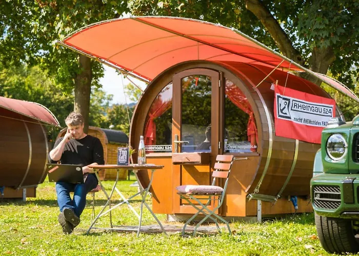 Rheingau 524 Schlaffassdorf Direkt Am Rhein Parque de Campismo Geisenheim